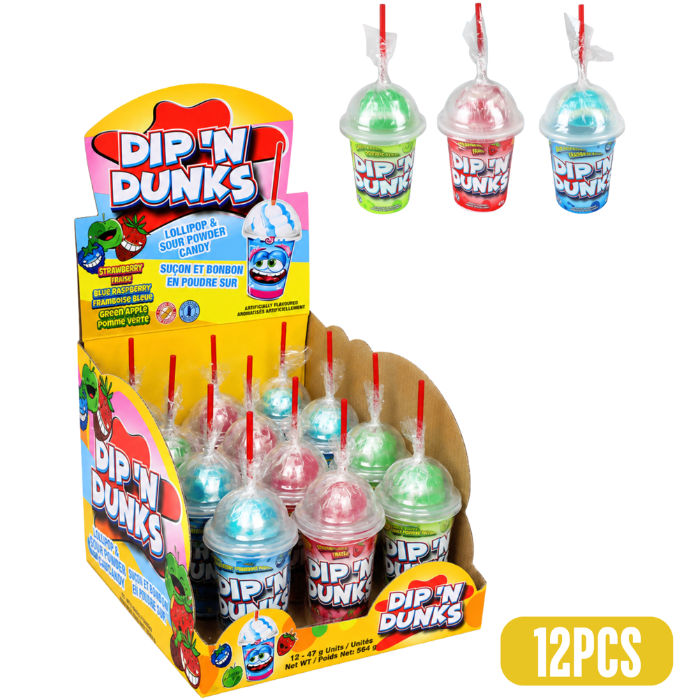 Dip-n-dunks Lollipop + Sour Pwdr 47 g 12pcs ($1.08 per Unit)