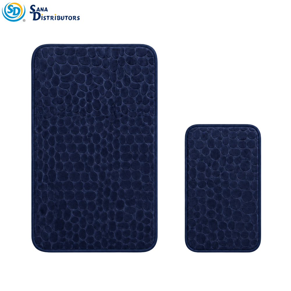 Sd Bath Mat [19" x 15" & 11" x 8"] 2pcs - Assorted Colours