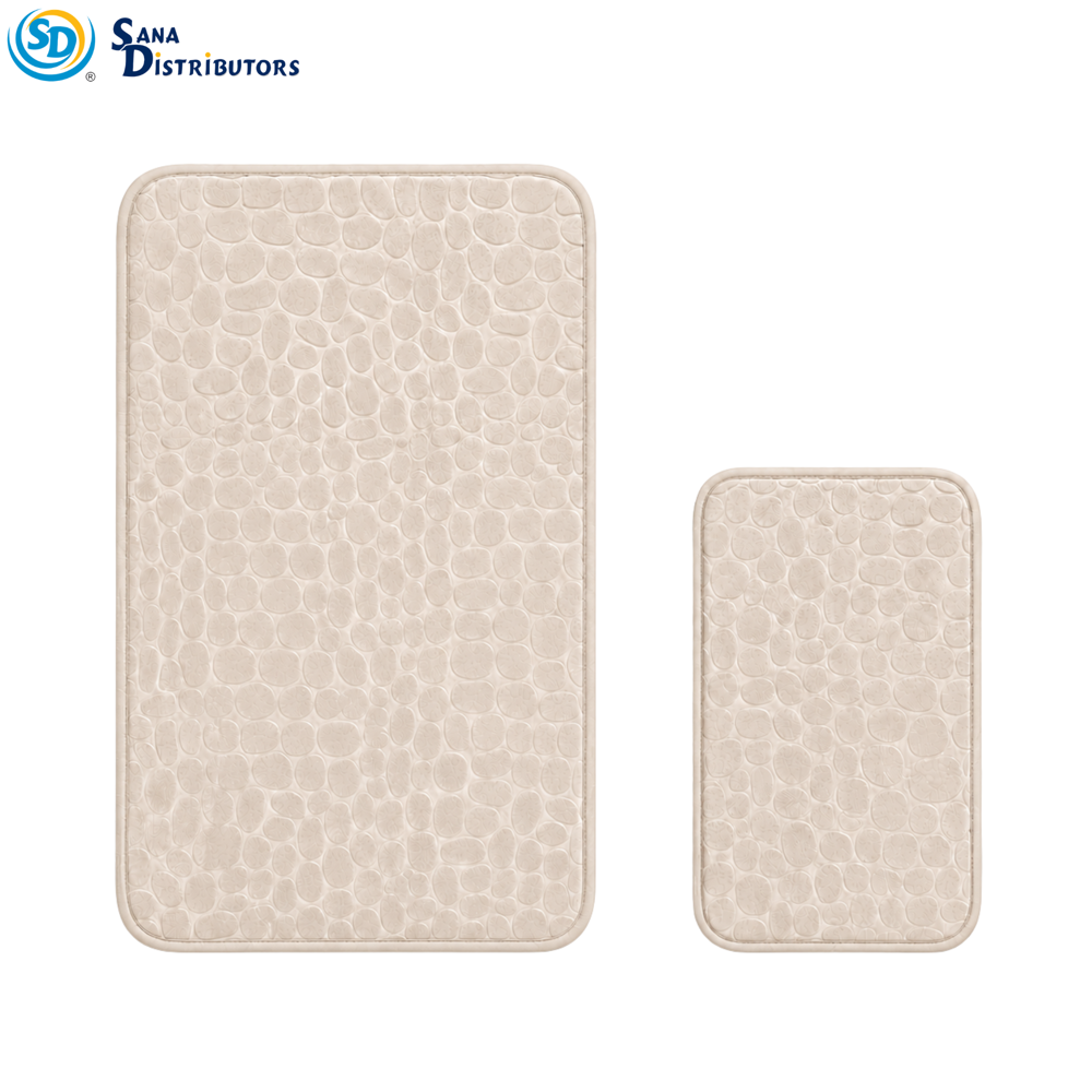 Sd Bath Mat [19" x 15" & 11" x 8"] 2pcs - Assorted Colours