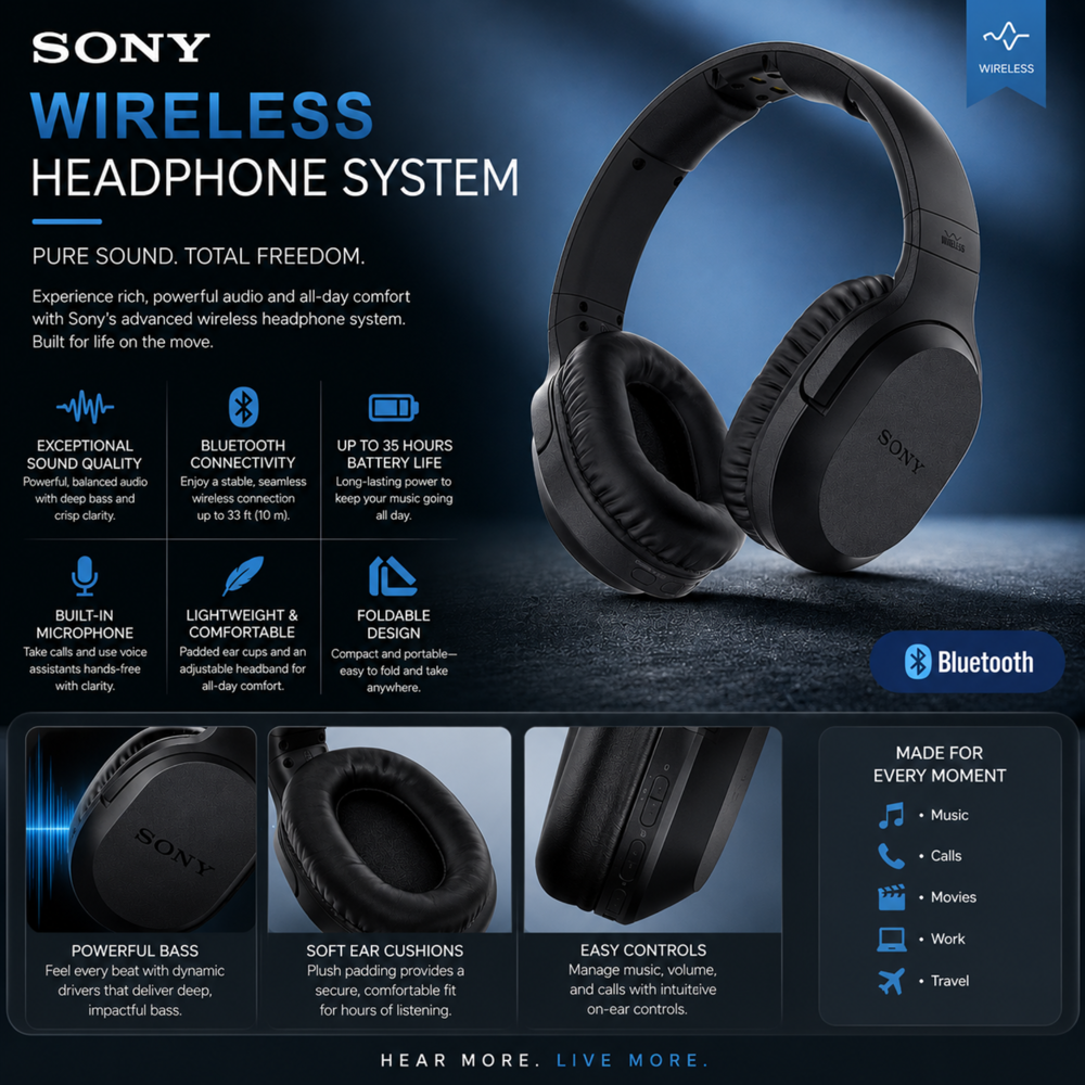 Sony Wireless Headphone System - Black - #wh-rf400 (Refurbished)