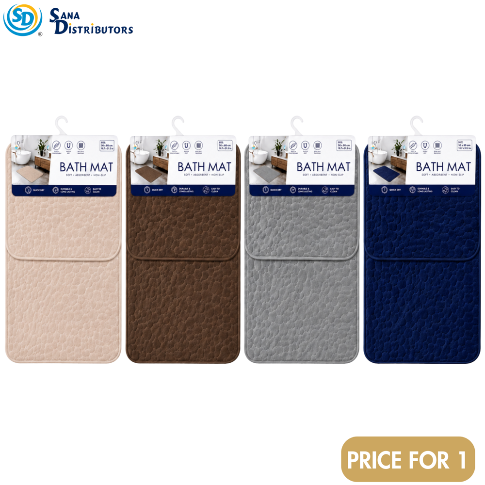 Sd Bath Mat [19" x 15" & 11" x 8"] 2pcs - Assorted Colours