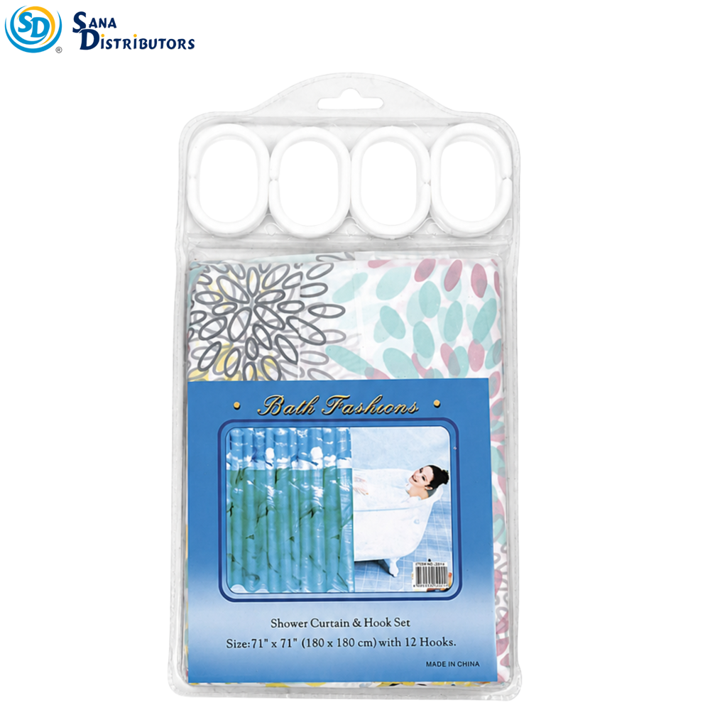 Shower Curtain & Hook Set 71"x71"