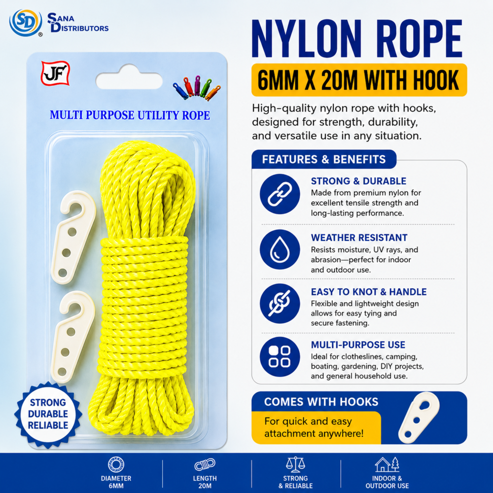 Nylon Rope 6mmx20m W/hook