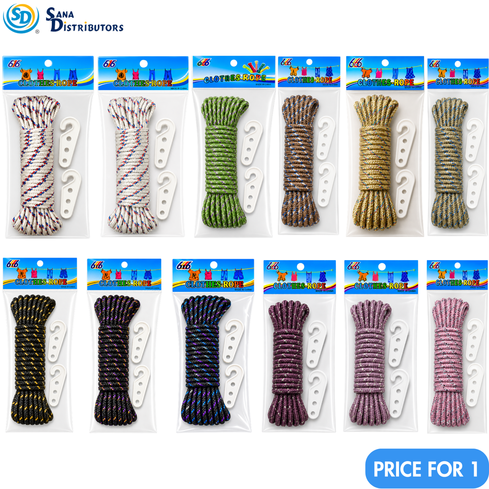 Nylon Rope 6 mm 10m W/hook - Assorted Colors