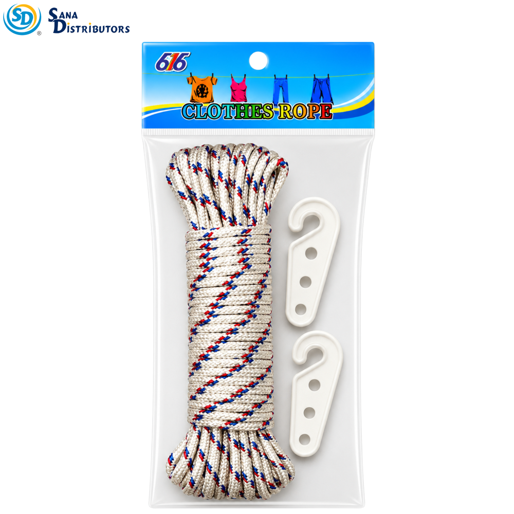 Nylon Rope 6 mm 10m W/hook - Assorted Colors
