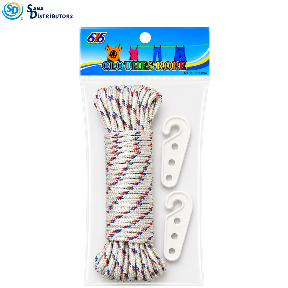 Nylon Rope 6 mm 10m W/hook - Assorted Colors