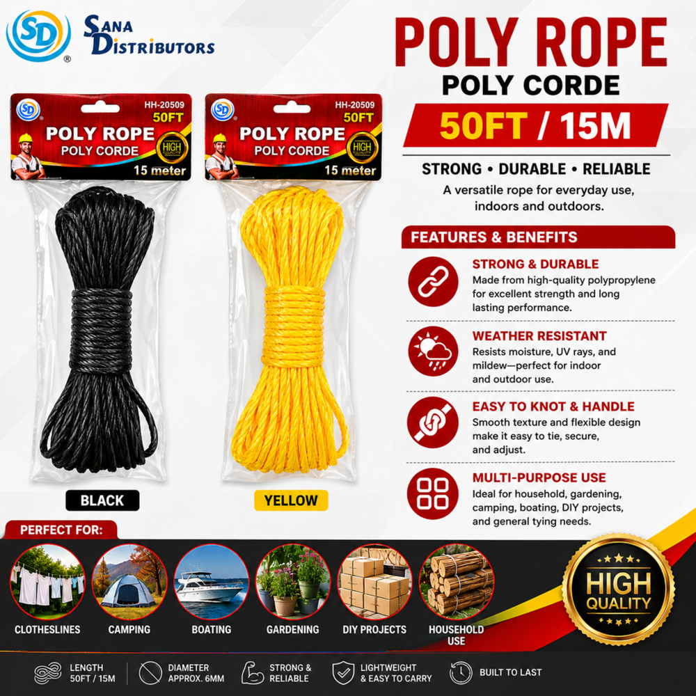 Sd Poly Rope 50ft/15m Ass.colors