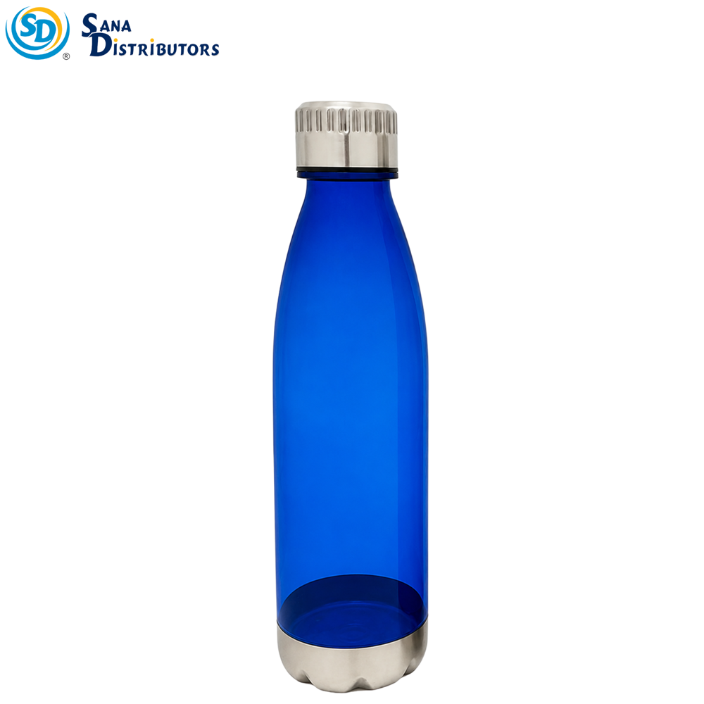 Water Bottle - Clear Plastic [10" x 3"] - Assorted Colours
