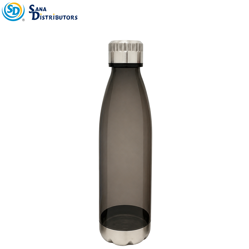 Water Bottle - Clear Plastic [10" x 3"] - Assorted Colours