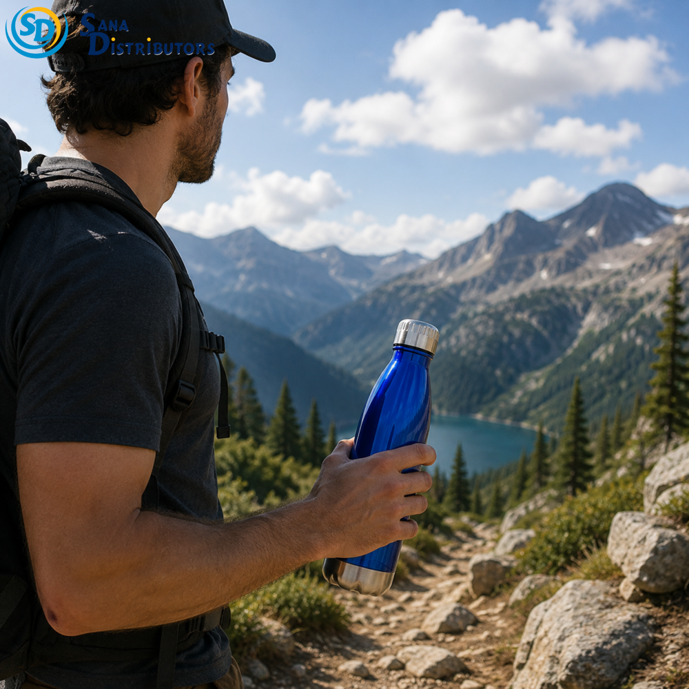 Water Bottle - Clear Plastic [10" x 3"] - Assorted Colours
