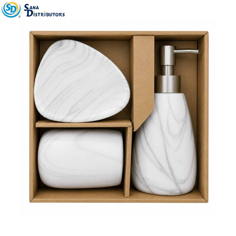 Bathroom Set - Marble Design 3pcs 8.5"x8"