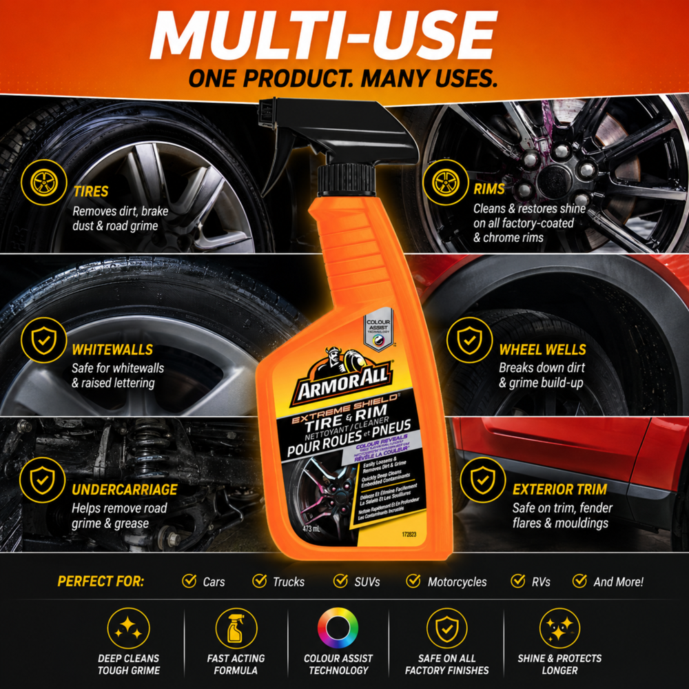 Armor All Extreme Shield Tire & Rim Cleaner - Colour Assist Technology 473 mL
