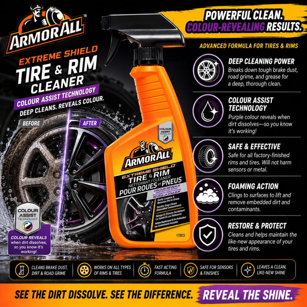 Armor All Extreme Shield Tire & Rim Cleaner - Colour Assist Technology 473 mL