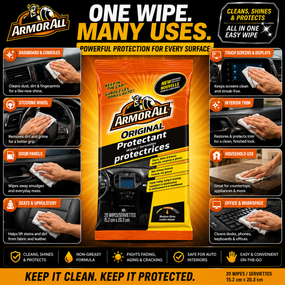 Armor All Original Protectant Wipes 20pcs 15.2x20.3CM hh-16604