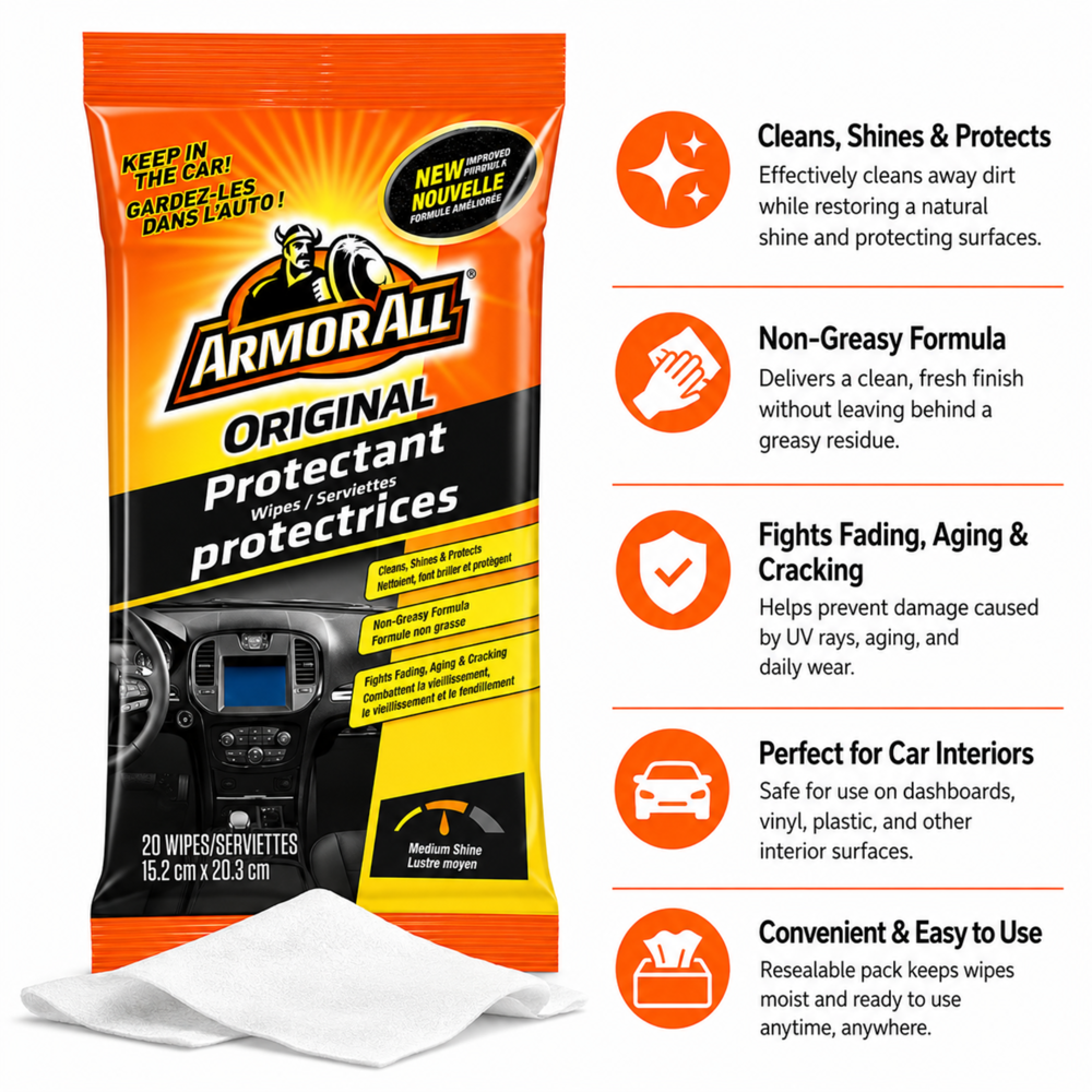 Armor All Original Protectant Wipes 20pcs 15.2x20.3CM hh-16604