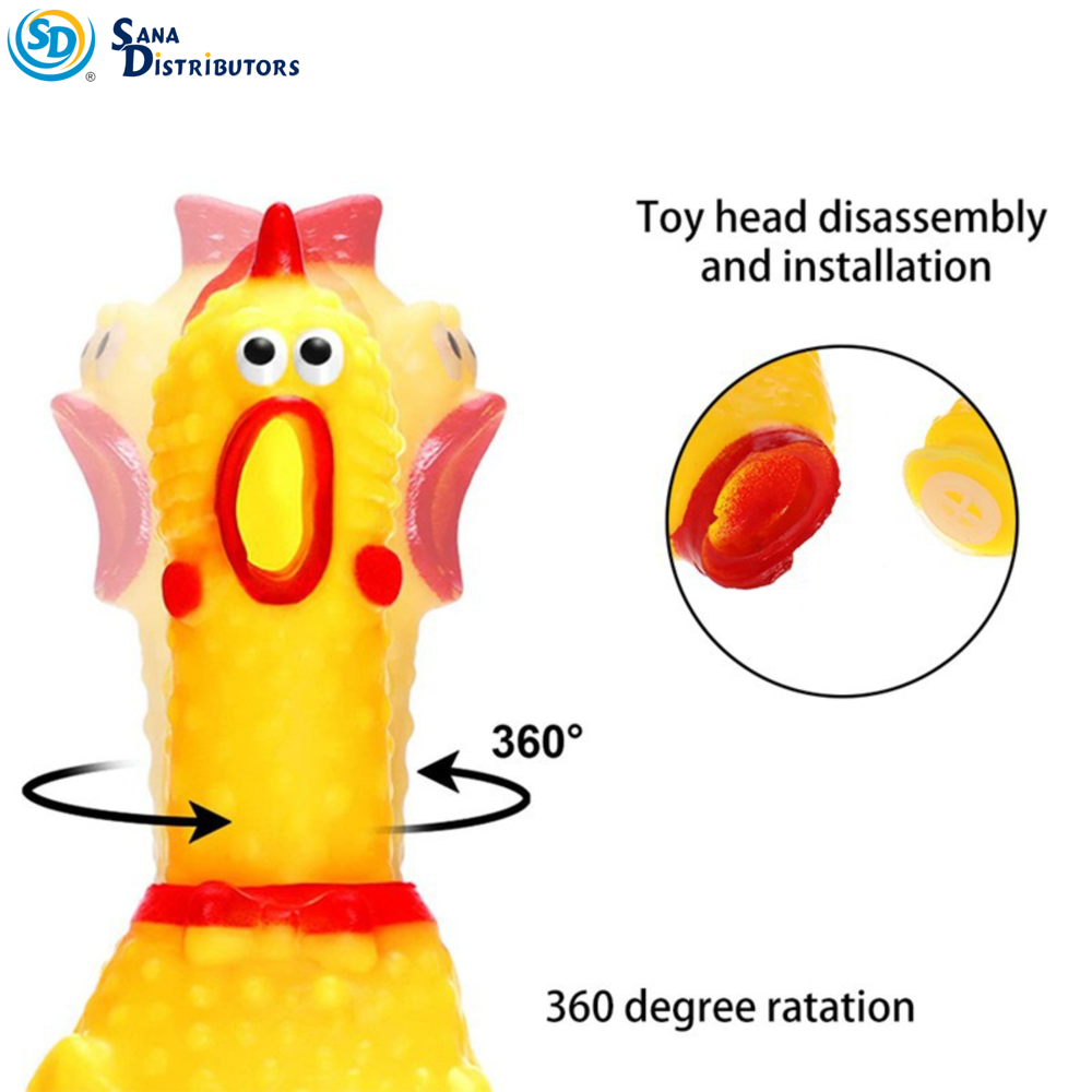 Rubber Squeeze Pet Toys 6" - Chicken