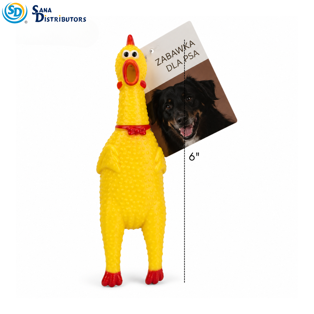 Rubber Squeeze Pet Toys 6" - Chicken