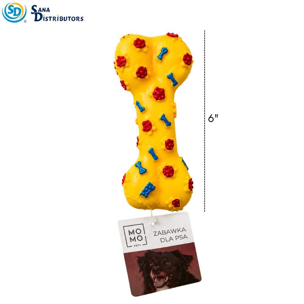 Rubber Bone Squeeze Pet Toys 6" - Assorted Colours