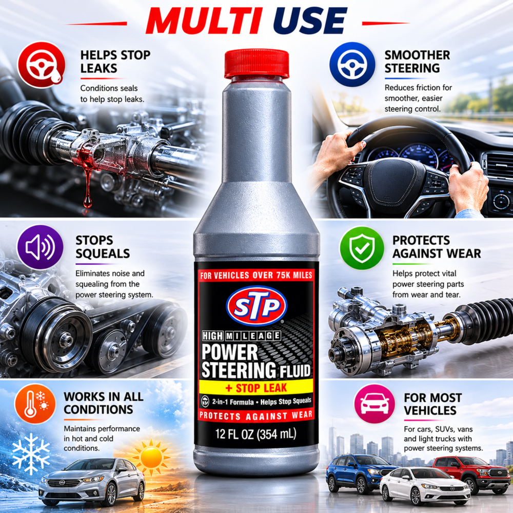 Stp High Mileage Pwr Str Fluid 354 mL