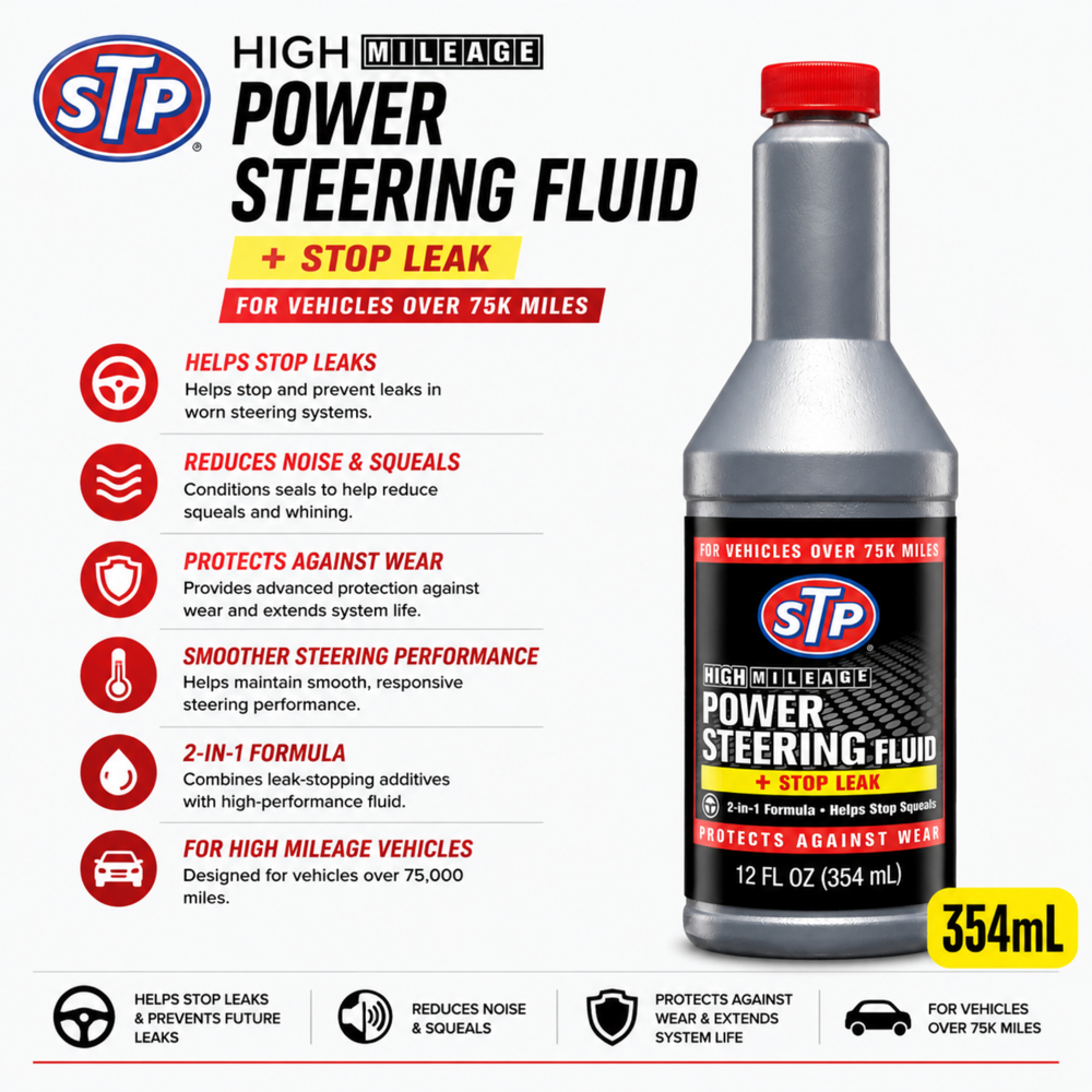 Stp High Mileage Pwr Str Fluid 354 mL