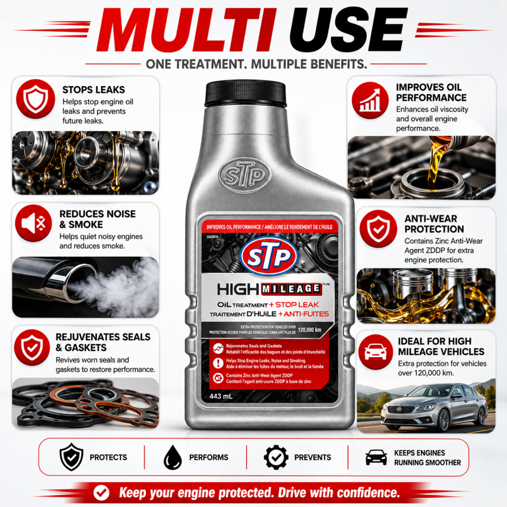 Stp High Mileage Oil Treatment + Stop Leak 443 mL