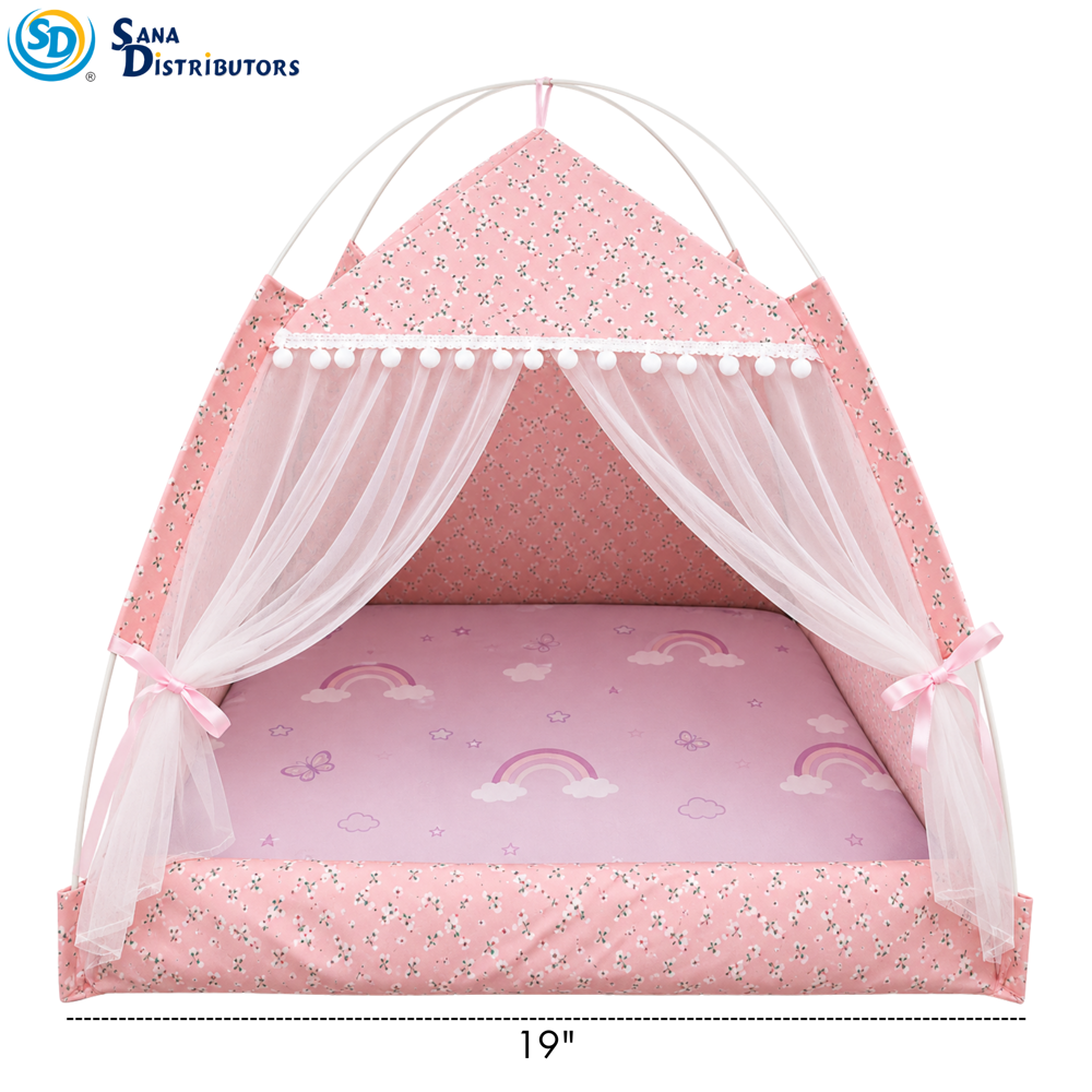 Foldable Mosquito Net Pet Tent 2pcs 19"x19"x19