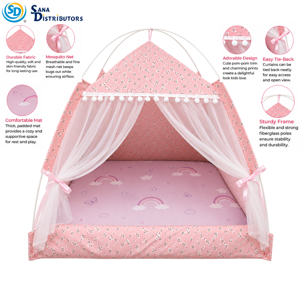 Foldable Mosquito Net Pet Tent 2pcs 19"x19"x19