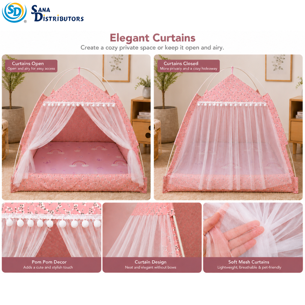 Foldable Mosquito Net Pet Tent 2pcs 19"x19"x19