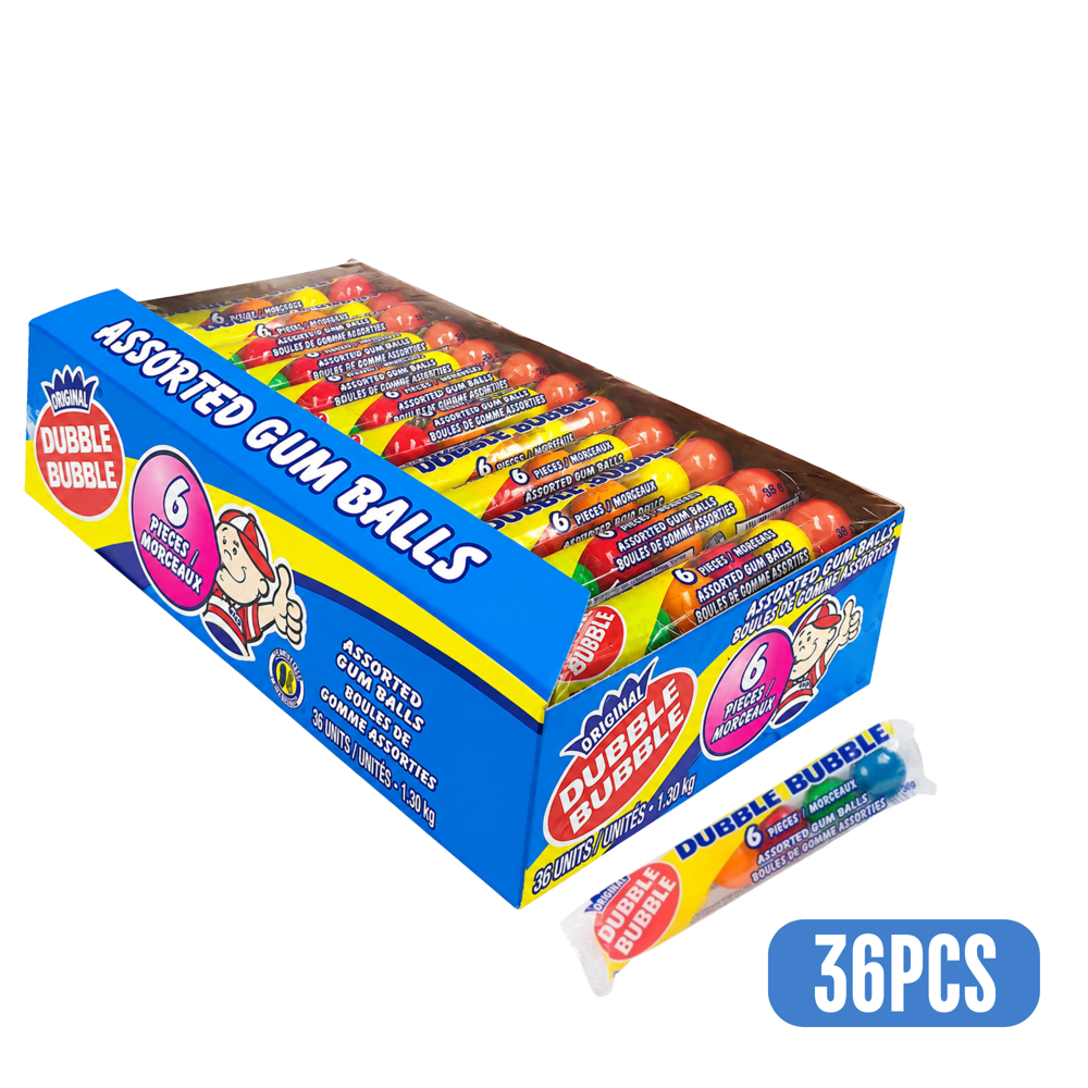 Dubble Bubble Tube Gum Balls 6pk 36pcs ($0.59 per Unit)