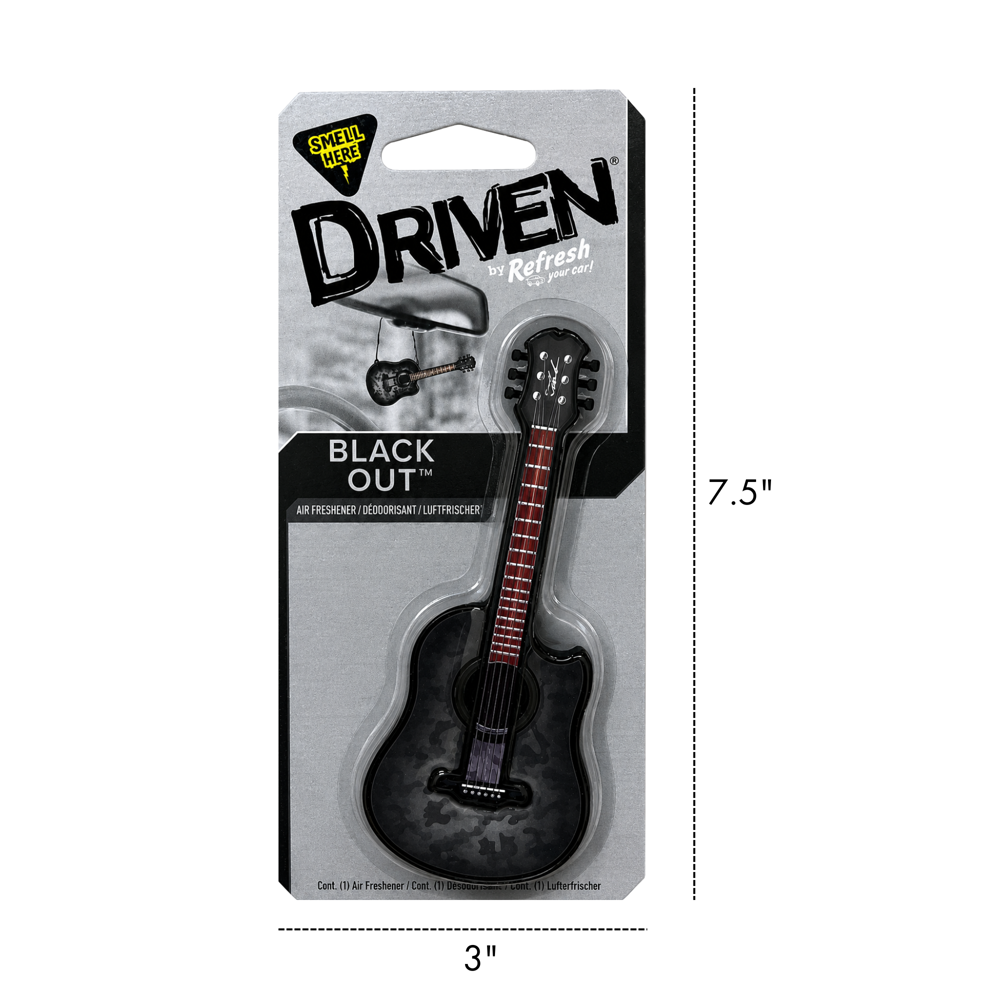Driven - Hanging Car Air Freshener - Black Out Guitar