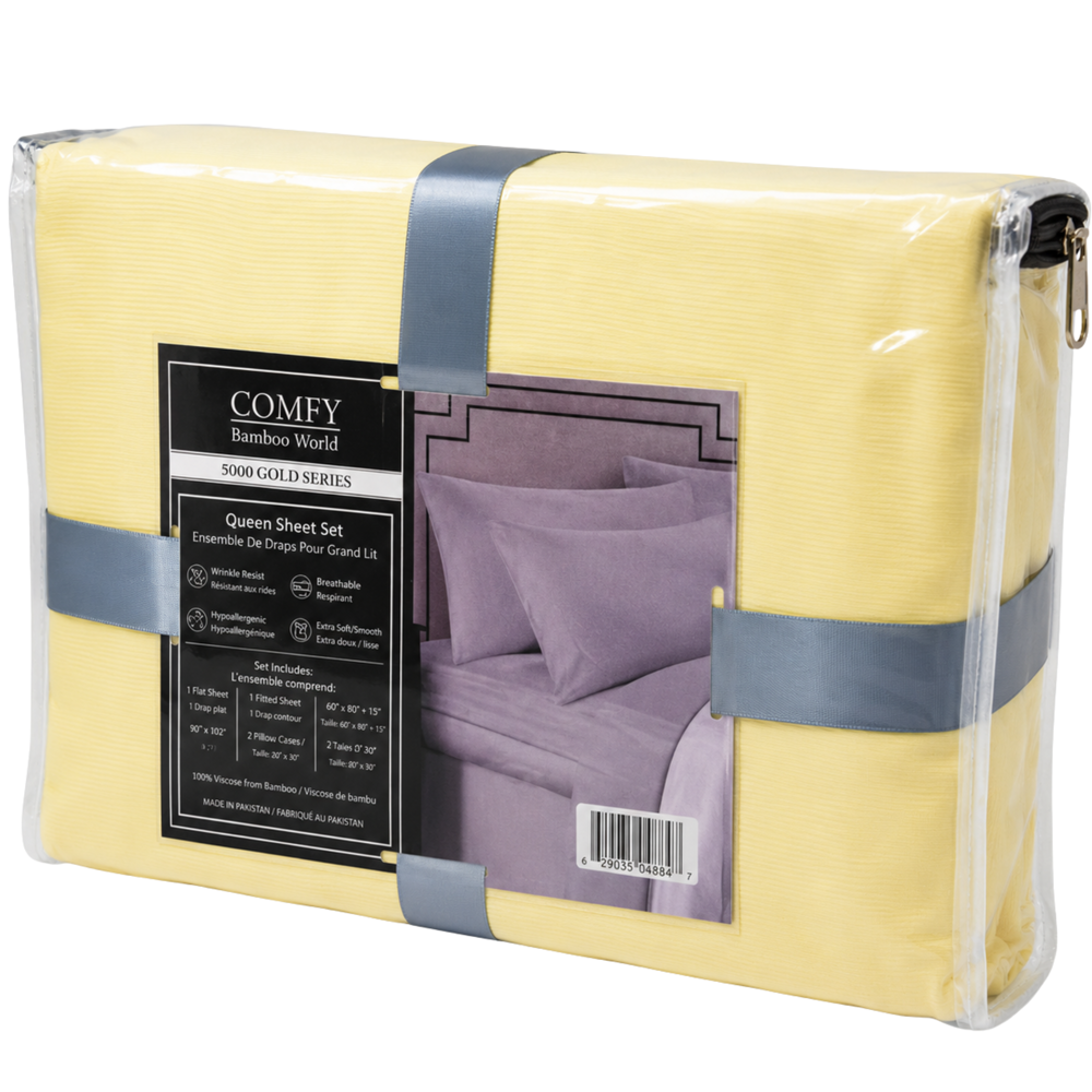 Queen Bedsheet Set 4pcs- Yellow