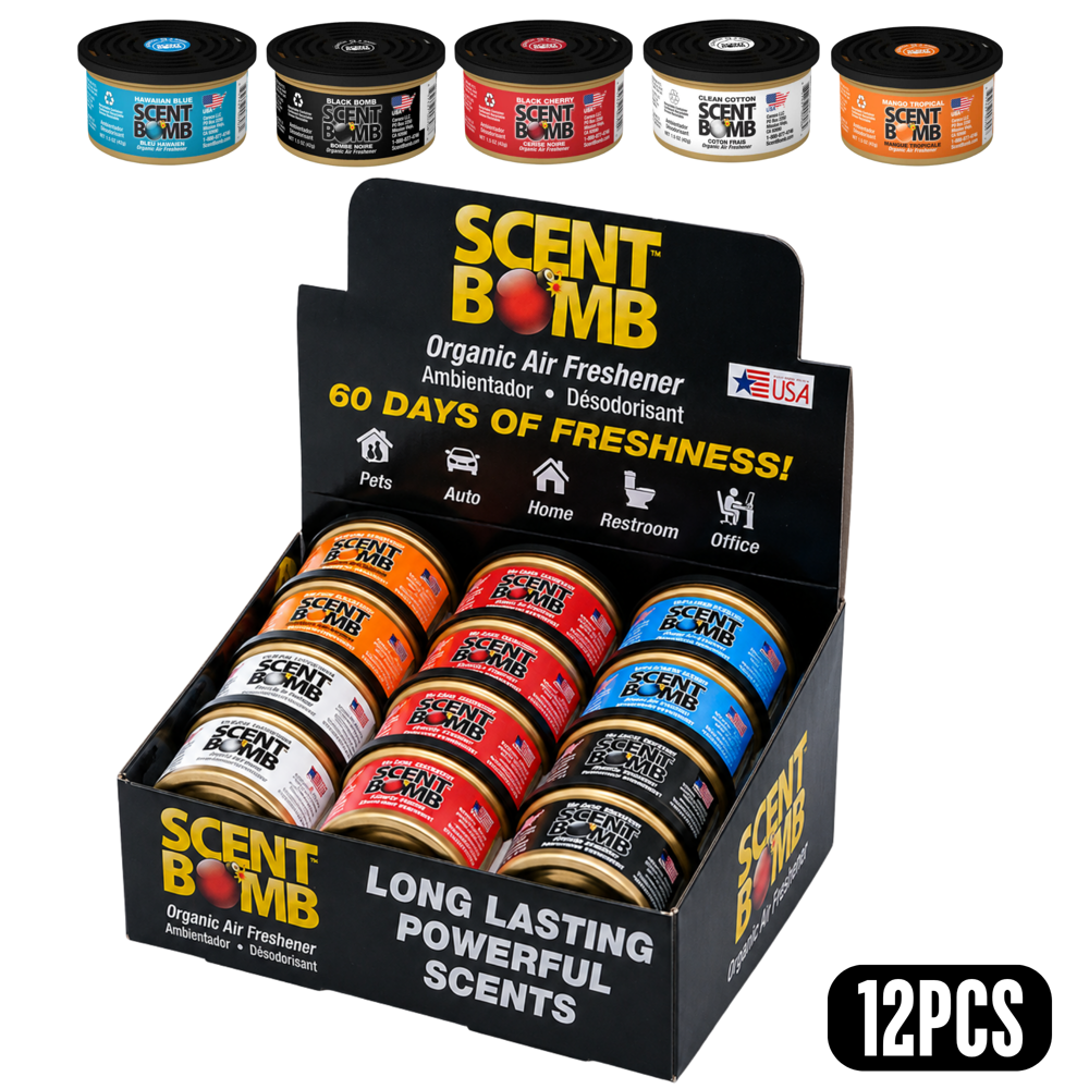 Scent Bomb Organic Air Freshener Cans Display 42 g ($34.68 for 12pc Display)