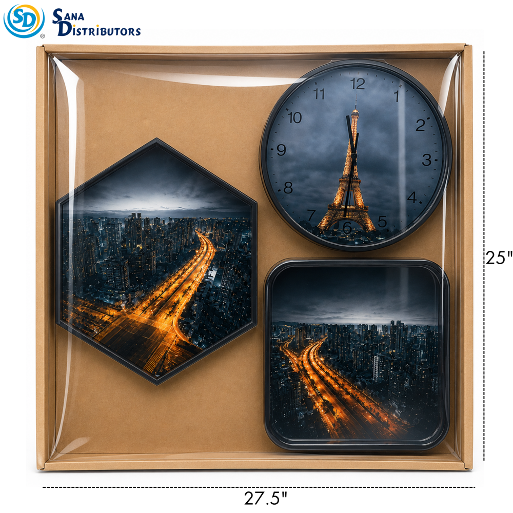 Wall Clock 3 Pcs w-21259a/b- Assorted