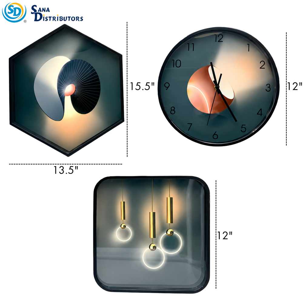 Wall Clock 3 Pcs w-21259a/b- Assorted