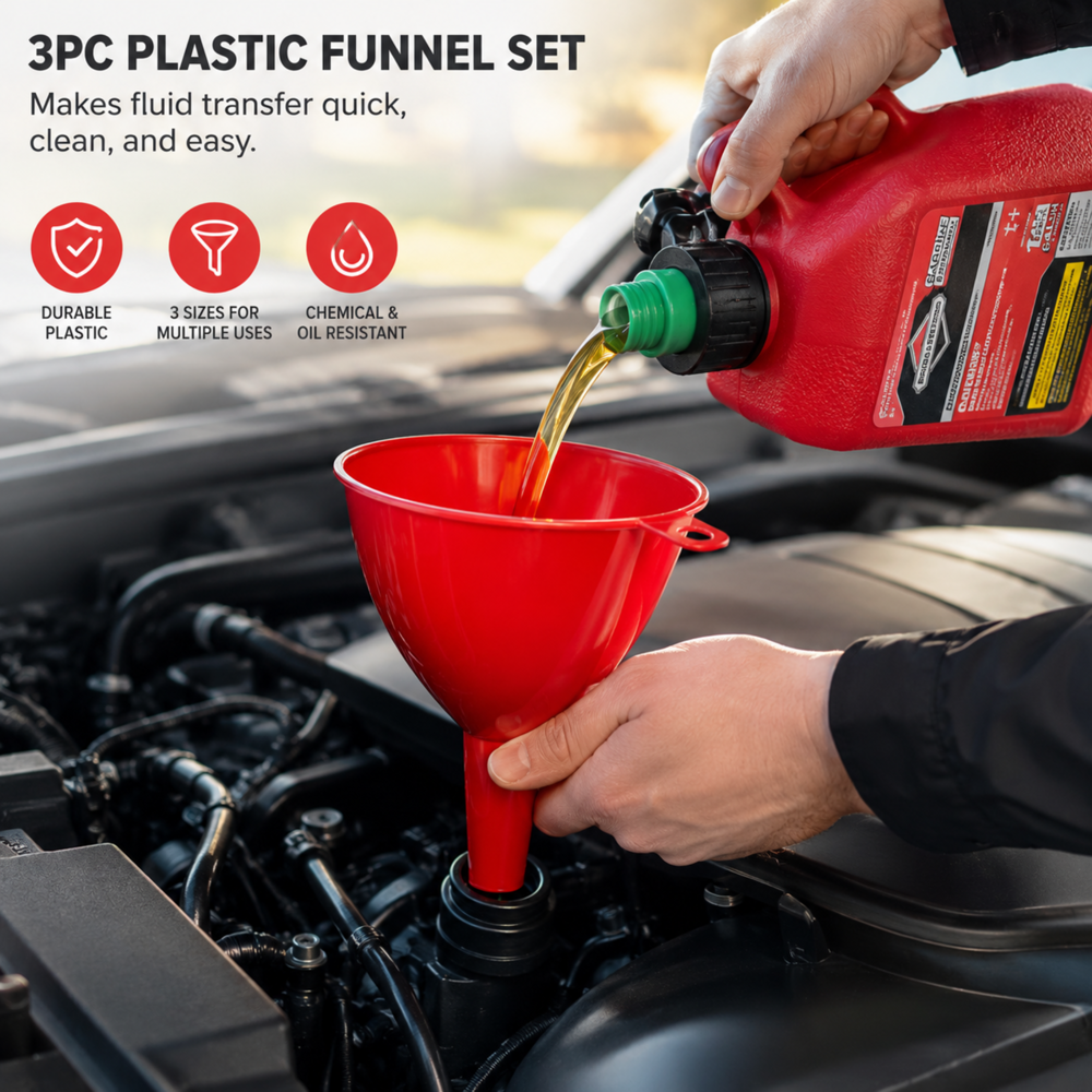 Funnel Set 3pcs [5"/4.5"/4"] - Assorted Colours