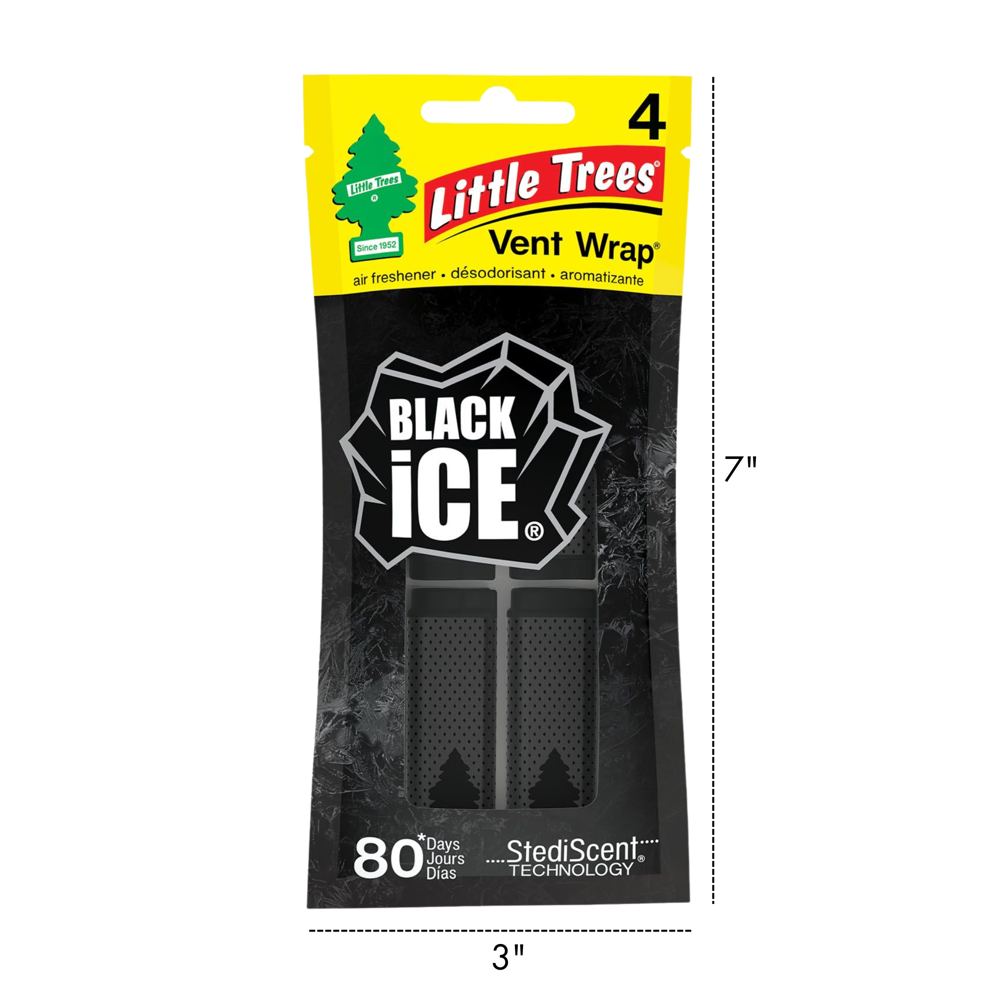Little Trees Car Freshener Vent Wrap-black Ice 4pcs