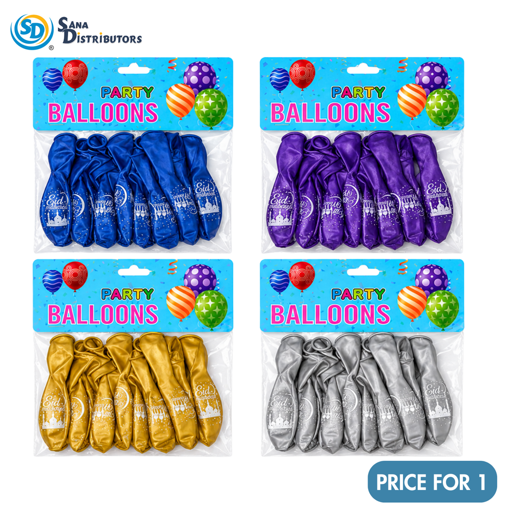 Eid Mubarak Balloons 10pcs Ass