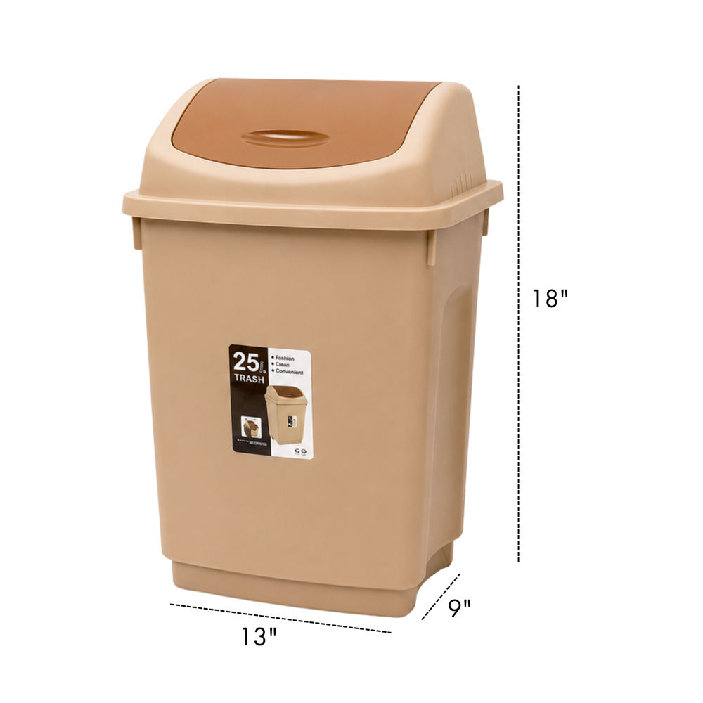 Plastic Dustbin 25 L [18" x 13" x 9"]