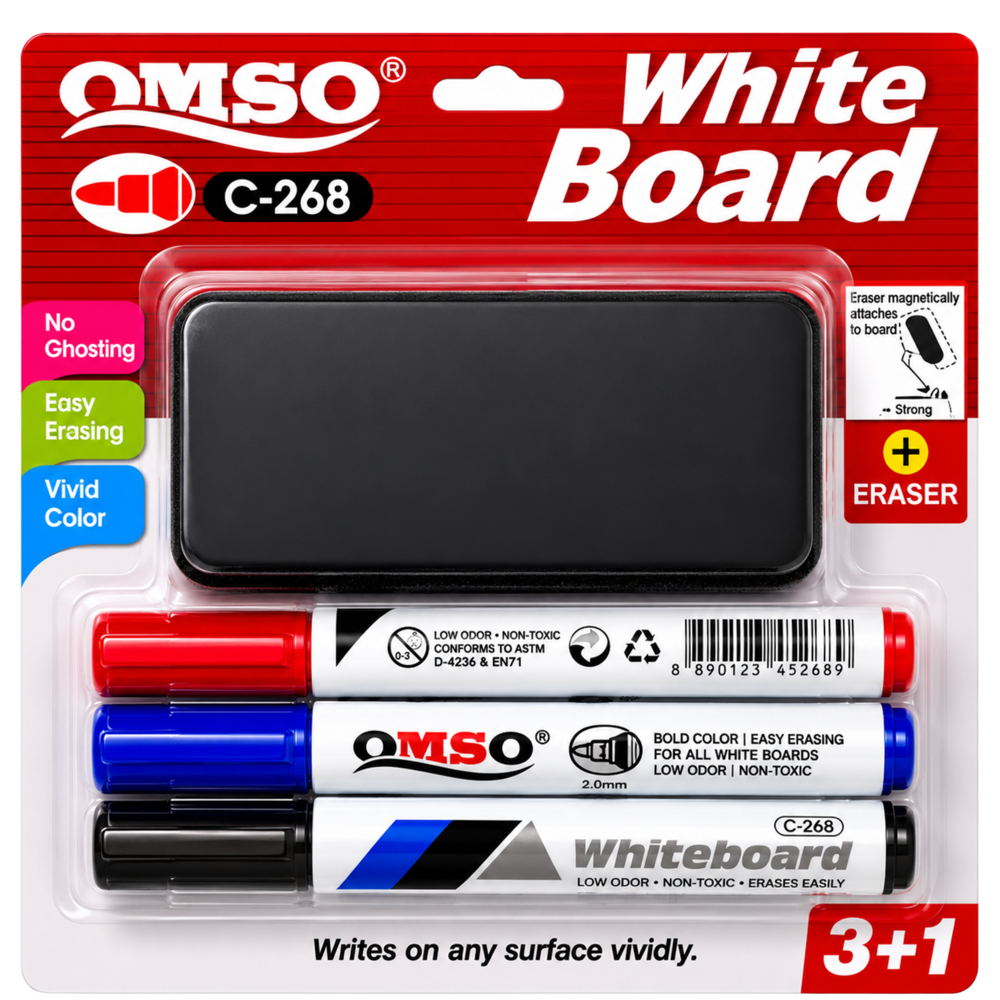 White Board Marker with Eraser 3pcs