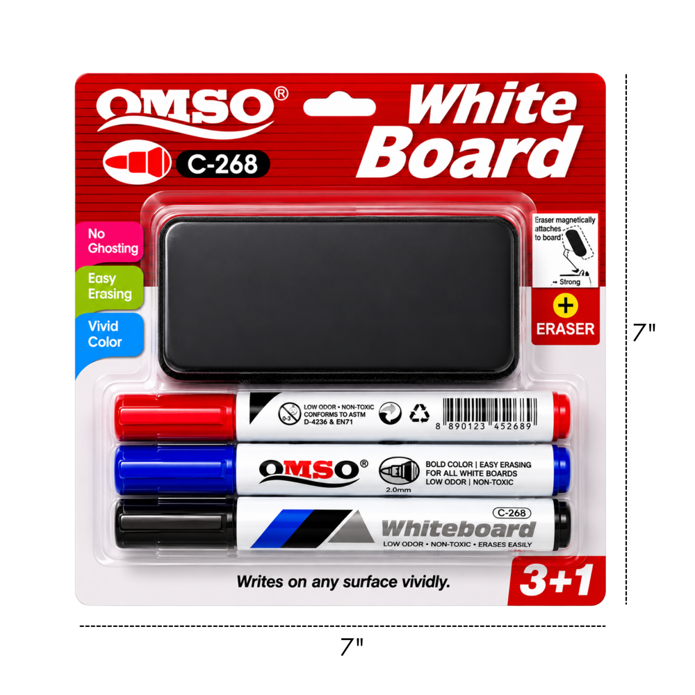 White Board Marker with Eraser 3pcs