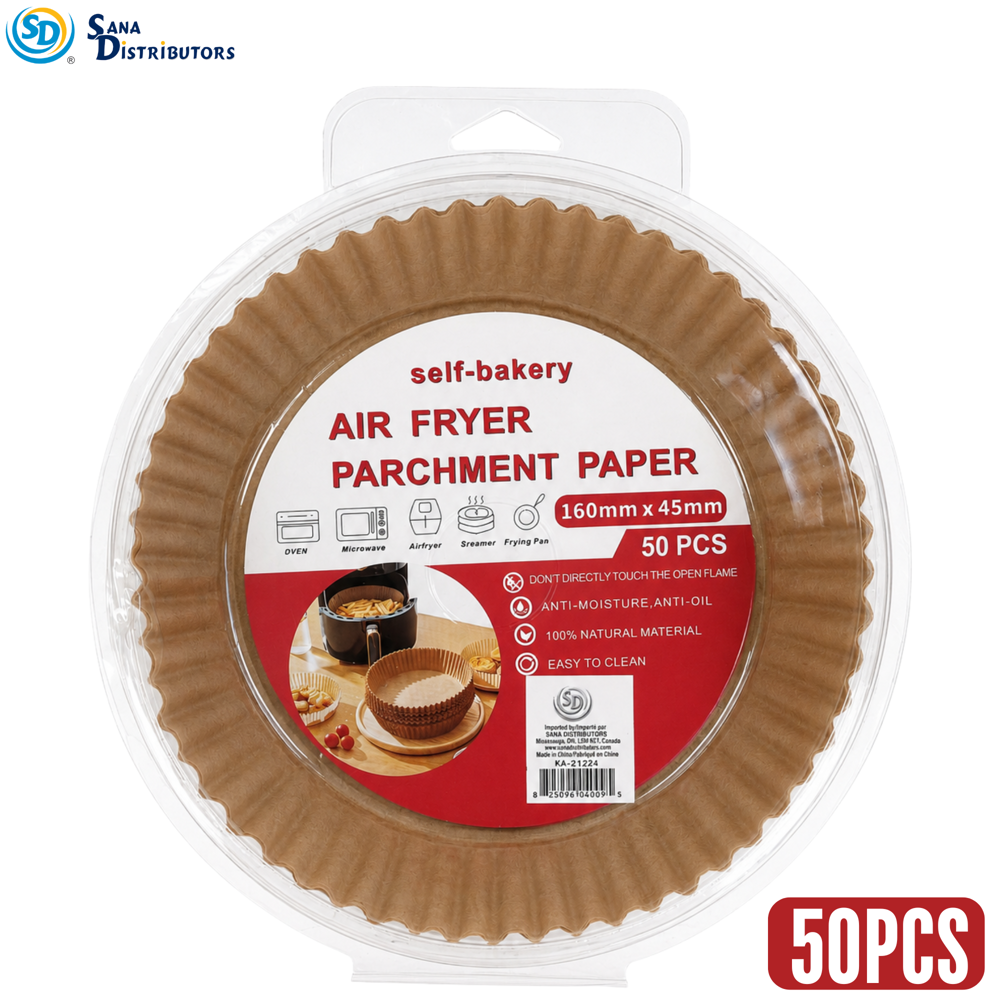 Air Fryer Paper Liner - Round- 8"x2" 50pcs