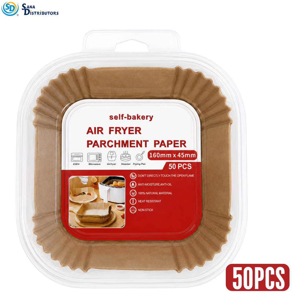 Air Fryer Paper Liner-square- 8.5"x2" 50pcs