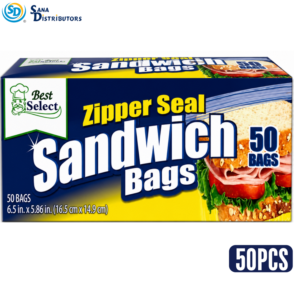 Zipper Sandwich Bags 6.5"x6" 50pcs