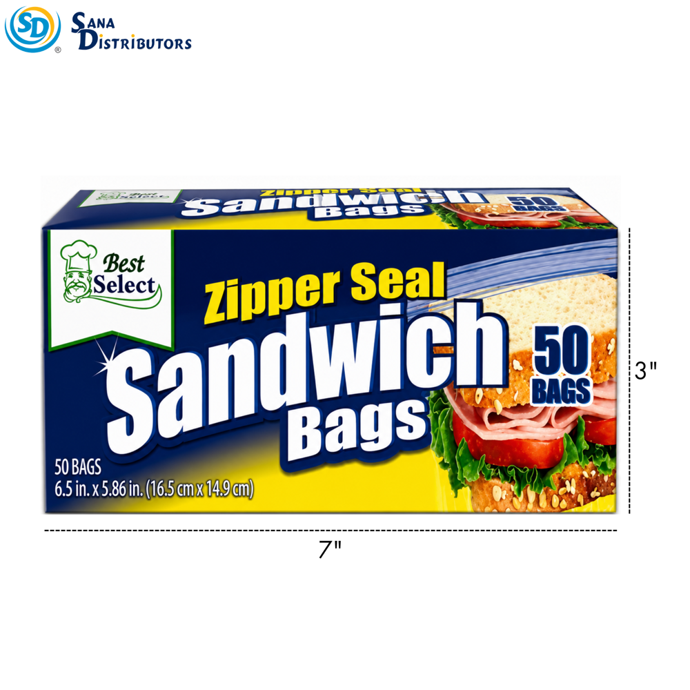 Zipper Sandwich Bags 6.5"x6" 50pcs