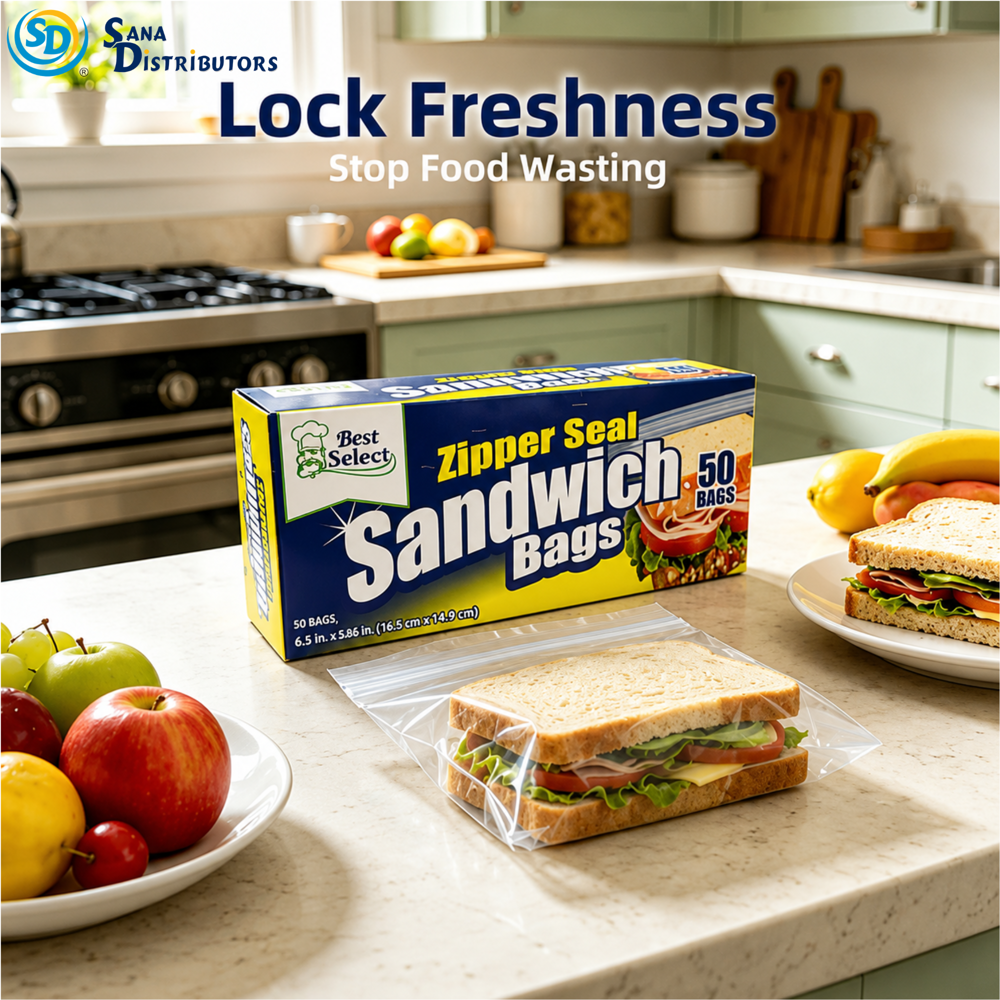 Zipper Sandwich Bags 6.5"x6" 50pcs