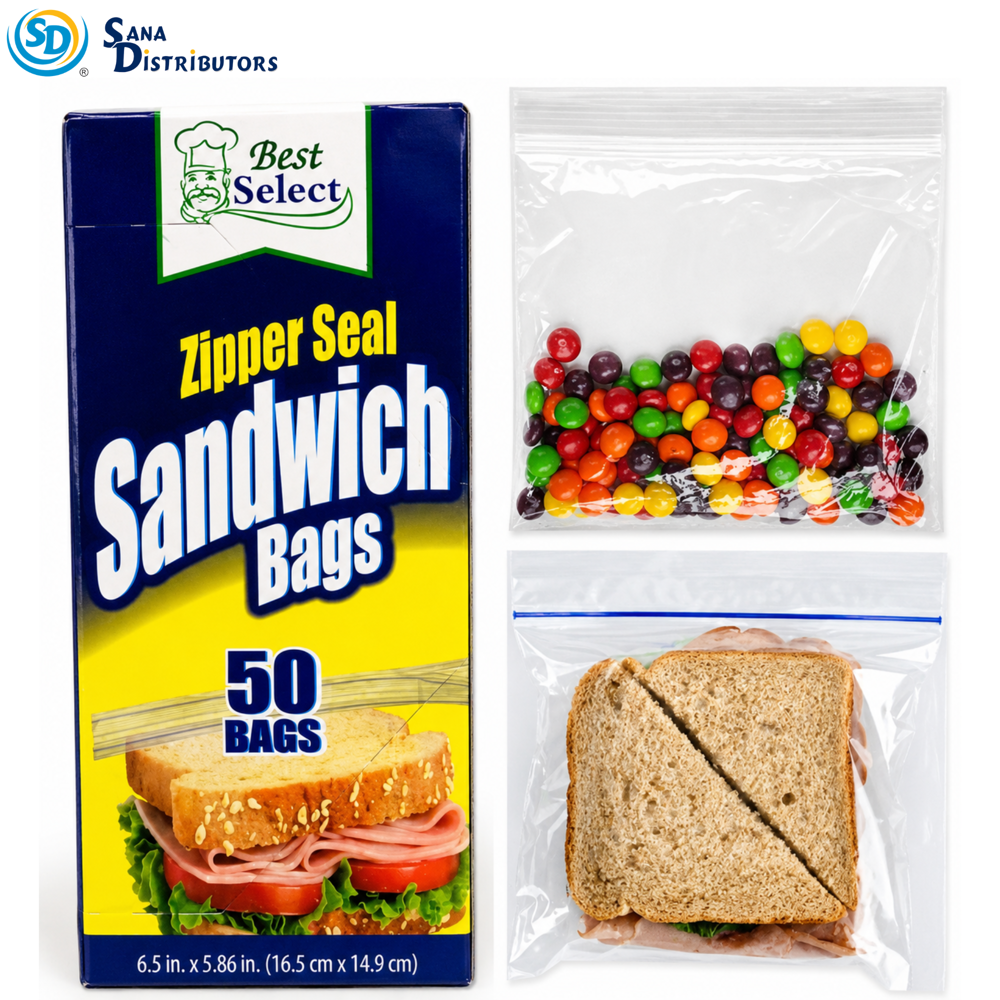 Zipper Sandwich Bags 6.5"x6" 50pcs