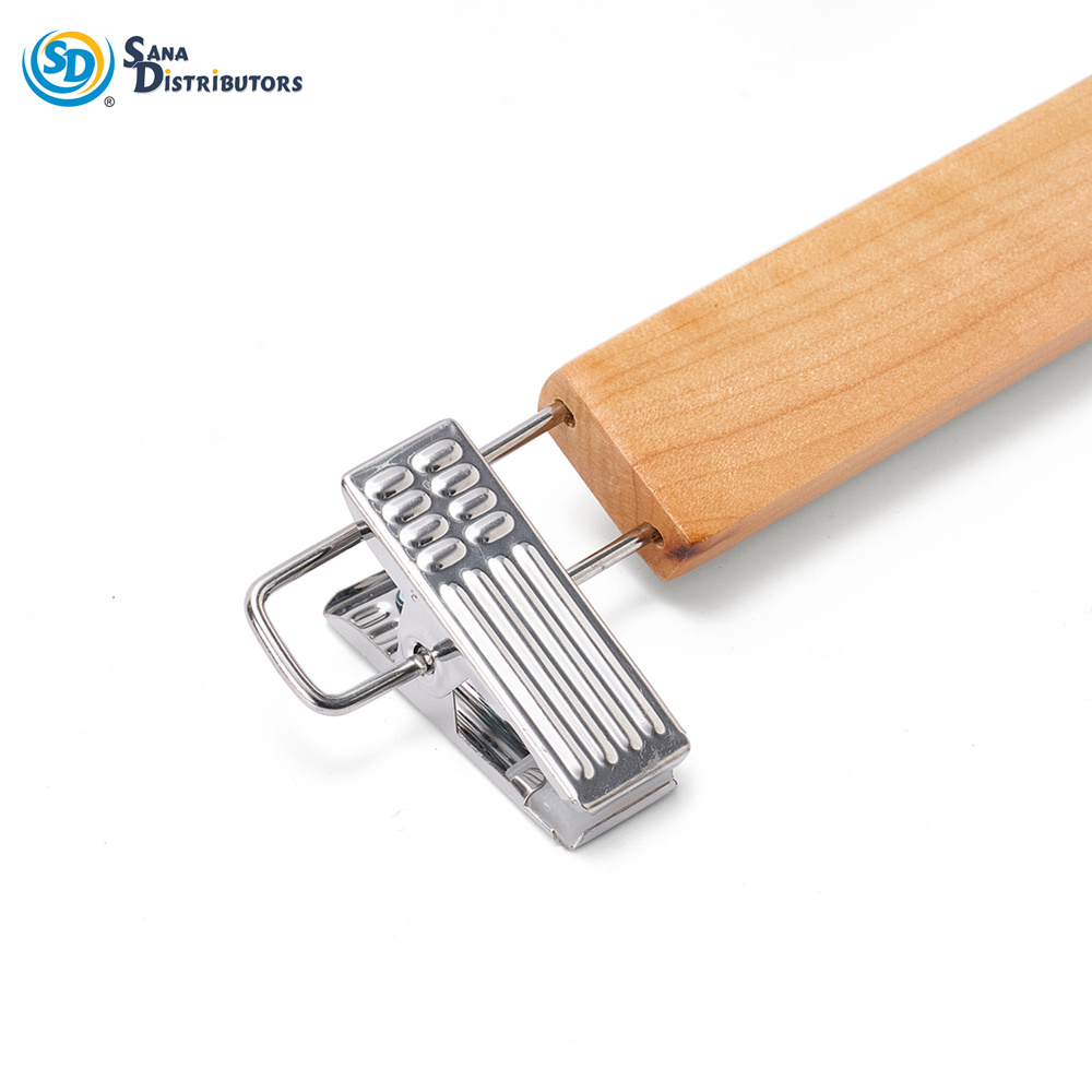 Wooden Clothes Hanger W/ Metal Clip 3pcs 13"