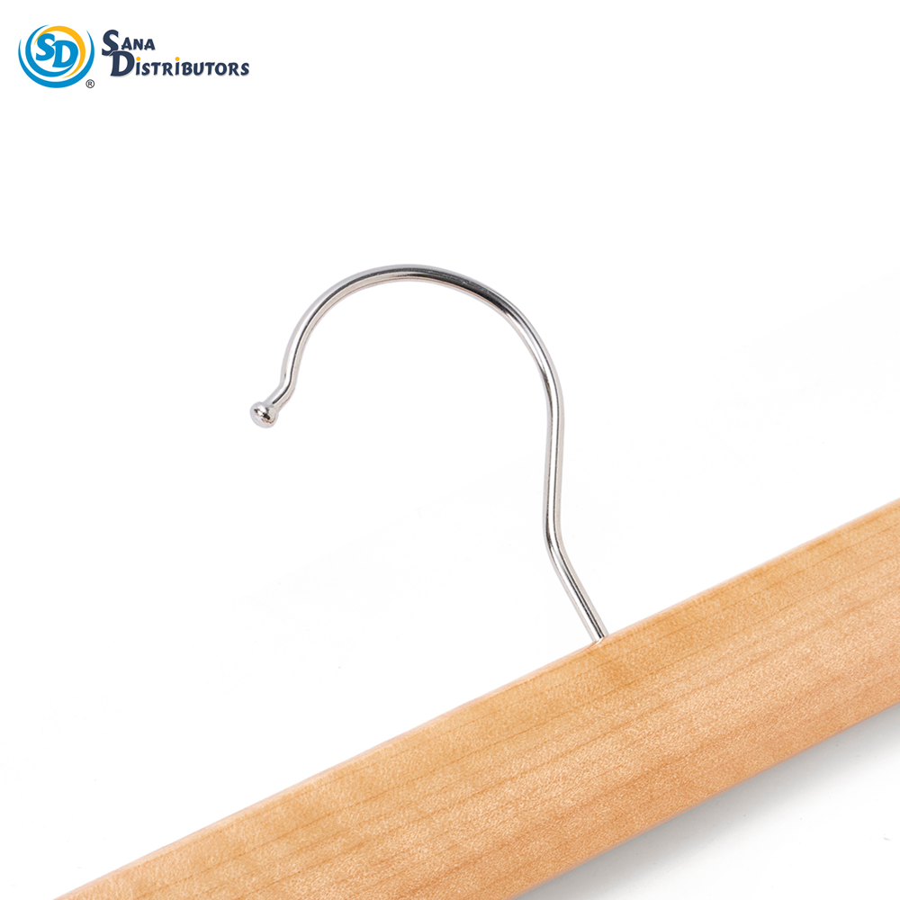 Wooden Clothes Hanger W/ Metal Clip 3pcs 13"