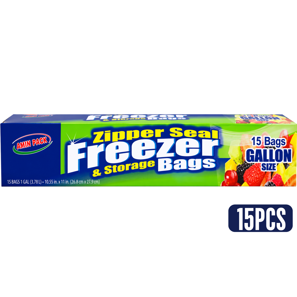 Reclosable Freezer Bags 10.55x11" 15pcs