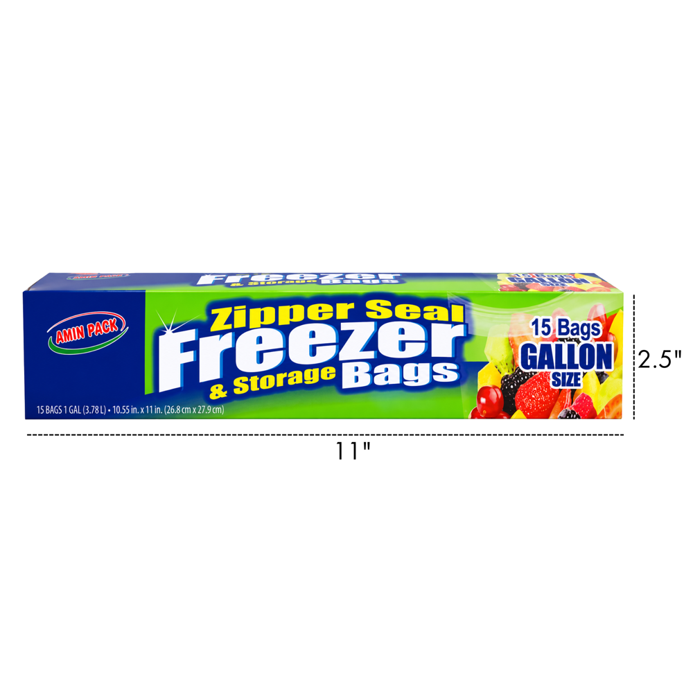 Reclosable Freezer Bags 10.55x11" 15pcs